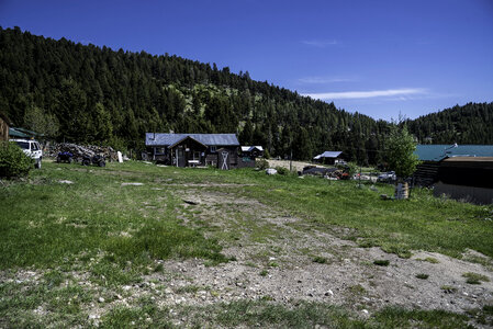 Hills with trees around the town of Elkhorn, Montana