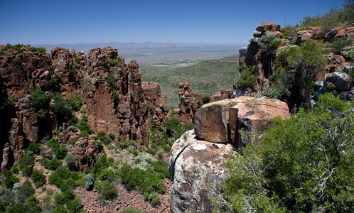 Landscape dolerite stacks blue sky