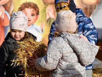 Cheerful children christmas photo