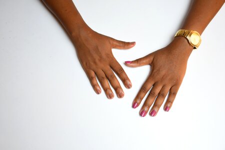 Hands on table woman