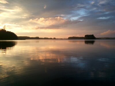 Lake reflections evening photo