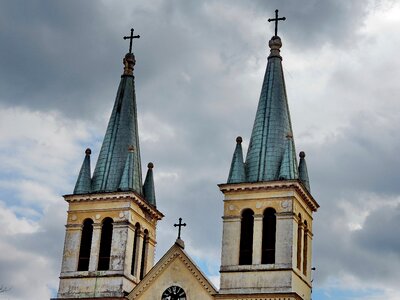 Church Tower clouds cross photo