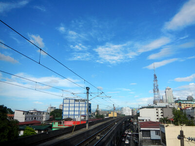Cityscape of buildings and Marcos Bridge in Quezon City, Philippines photo