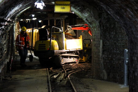 Worker below ground in Rammelsberg mine photo