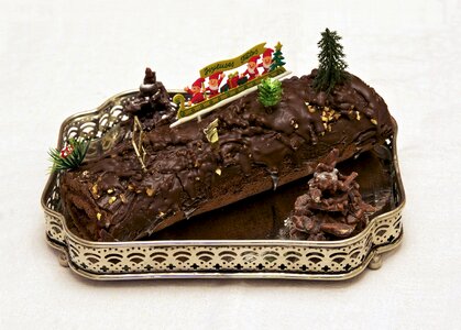 French traditional yule log photo