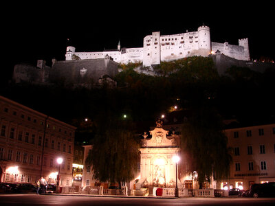 Festung Hohensalzburg with Kapitel Square in the Background in Salzburg, Austria photo