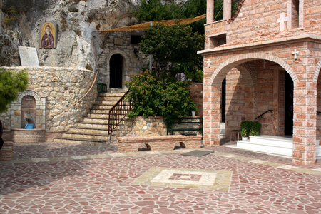 Inside the monastery of St Patapius in Loutraki, Greece photo