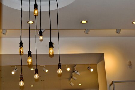 Electricity light bulb chandelier photo