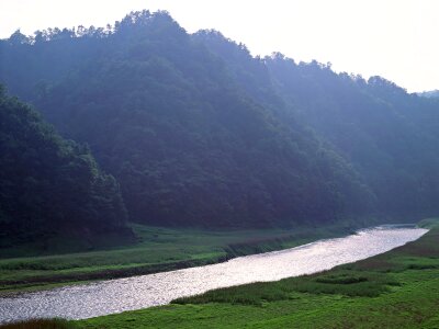 Beautiful view of mountain river in summer. photo