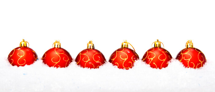 Row of Red Christmas Baubles photo