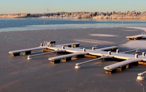 Water pier frozen photo