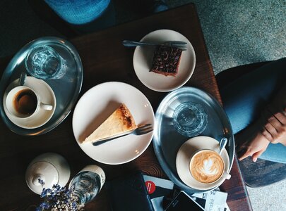 Pleasant coffee and cake situation in a café photo