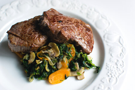 Beef Steak with Spinach photo