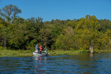 Group fishing in drift boat on White River-1