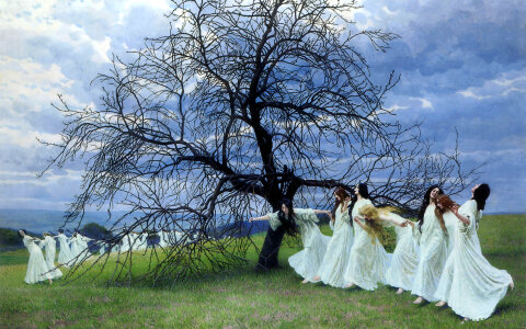 Dancing Maidens by a tree photo