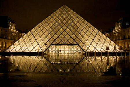 Musee Louvre in Paris by night photo