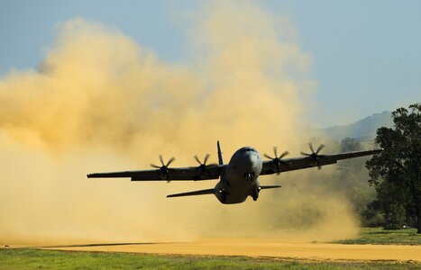 A C-130 Hercules takes off