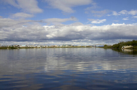 Distant view of fishing village