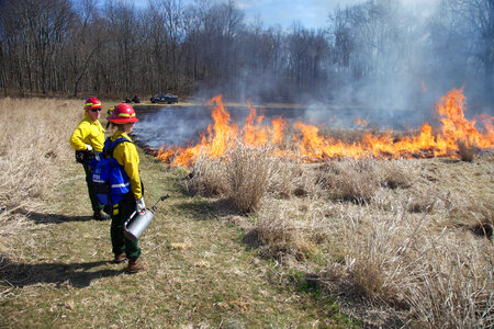 Firefighters watch over burn