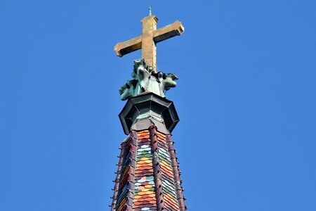 Church Tower colorful cross photo