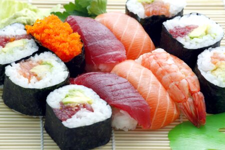 Sushi Set nigiri and sushi rolls photo