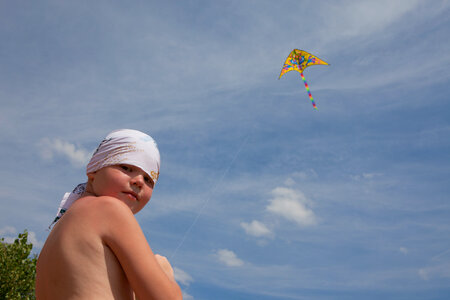 Boy plays kite photo
