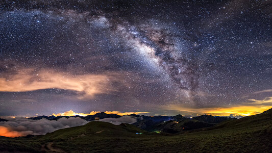 Bright Stars in the Sky over the Hills photo