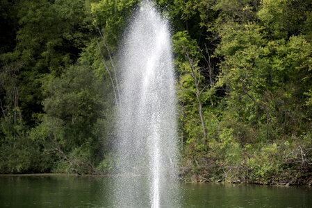 Close up of a spray fountain in the lake photo
