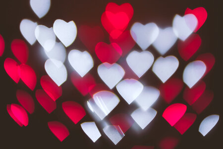 Pink heart bokeh background photo, abstract holiday backdrop photo