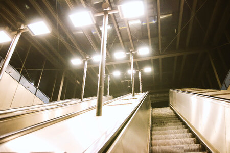 Subway escalators evening photo