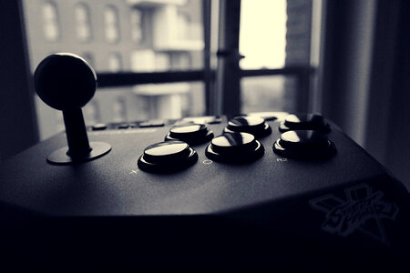 Closeup of gaming joystick