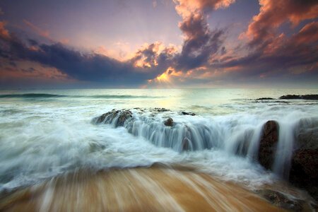 Ocean Landscape with water time-lapse photo