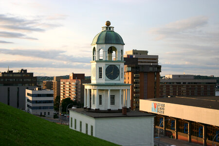 Clock Tower and city in Halifax , Nova Scotia photo