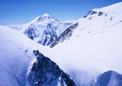 Landscape of Snow Mountain with Blue Sky photo