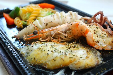 Delicious cooked food sea feast photo