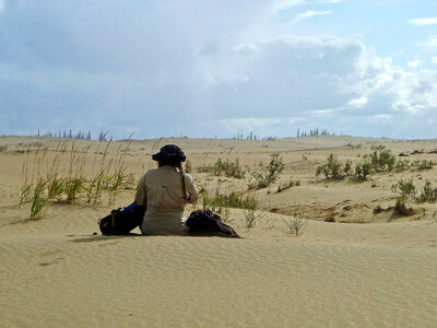 Hiking on Nogahabara sand dunes photo