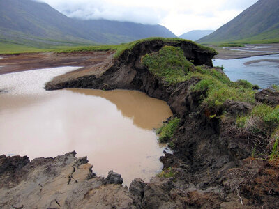 Pools of water during the permafrost thaw at Gates of the Arctic National Park photo