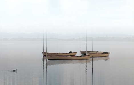 Water silent fishing boats photo