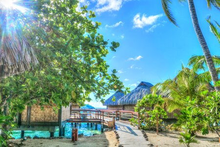 Ocean over water bungalows travel photo