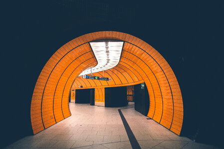Orange Tunnel in Munich Metro Station photo