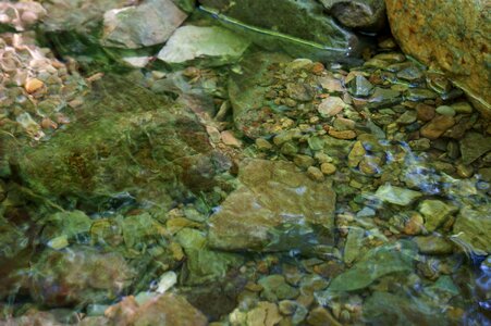 Collection of river rock in a stream photo