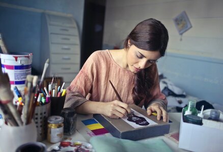 Woman Artist Painting Studio Office photo