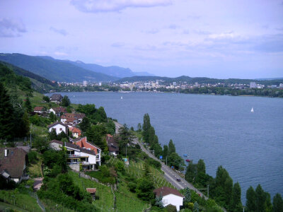 Landscape of Lake Biel in Switzerland photo