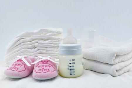 Baby diaper milk photo