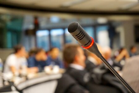 microphone on meeting table photo