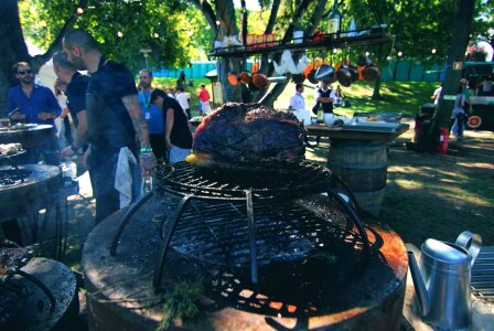 Barbecue barbed wire crowd