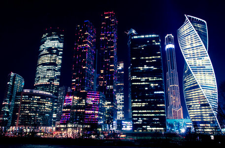Skyline of Moscow at Night in Russia