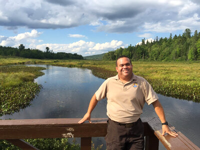 Standing on a fishing pier at the Moosehorn NWR
