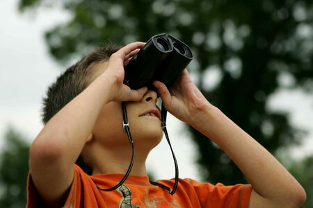 Binoculars boy photo