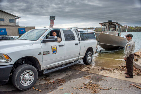 USFWS work boat